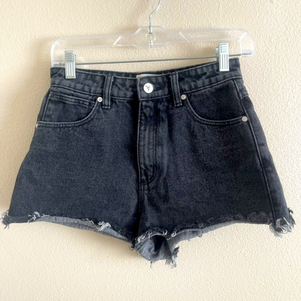 A Brand‎ Jean Black Denim High Relaxed Shorts size 25